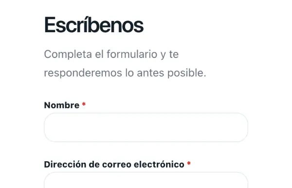 Vista previa del formulario de contacto de MaiShop