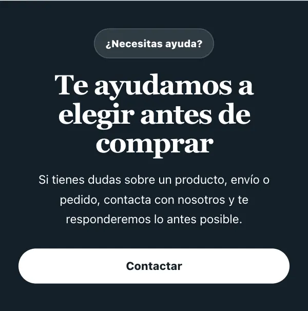 Bloque de ayuda y llamada a la acción de MaiShop