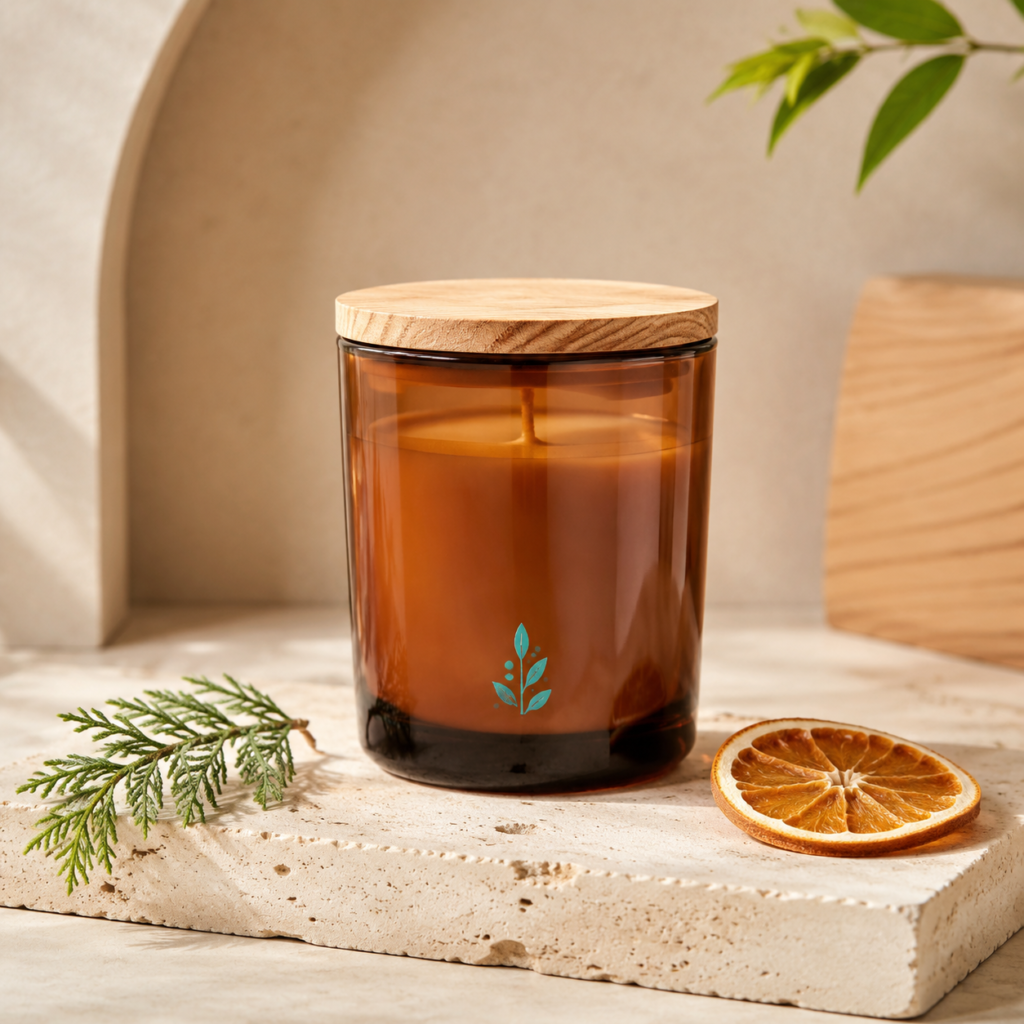 Vela Aromática Botánica de Cedro y Naranja Dulce